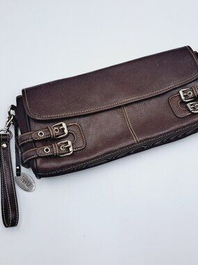Oversized Brown Clutch With Removable Wrist Strap